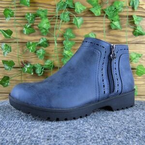 J Sport Women's Blue Ankle Boots Side Zip Comfort Memory Foam Size‎ 5M
